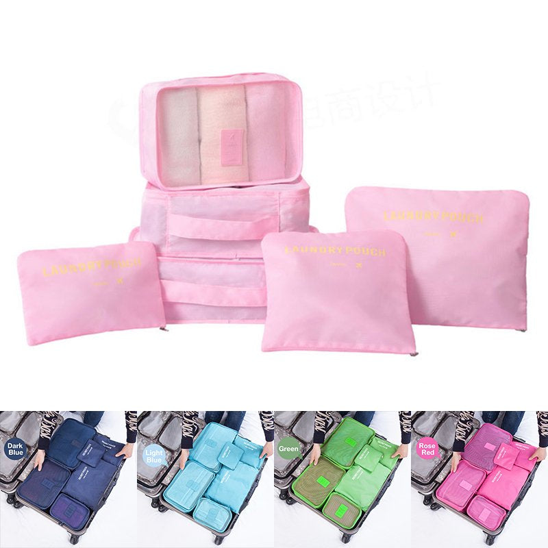 6PCS Packing Cubes for Travel Luggage Organiser Bag Compression Pouches Clothes Suitcase, Packing Organizers Storage Bags for Travel Accessories,Pink