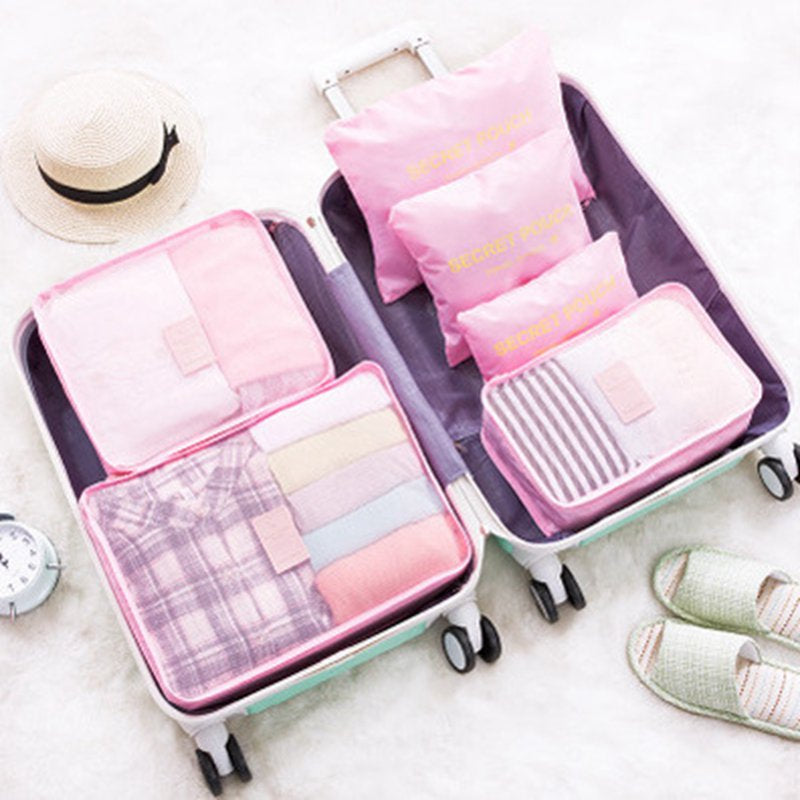 6PCS Packing Cubes for Travel Luggage Organiser Bag Compression Pouches Clothes Suitcase, Packing Organizers Storage Bags for Travel Accessories,Pink