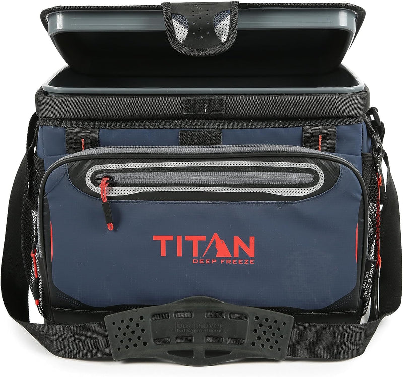 Titan Deep Freeze Cooler Zipperless Hardbody Cooler - Deep Freeze Insulation, Hardbody Liner, and Smartshelf