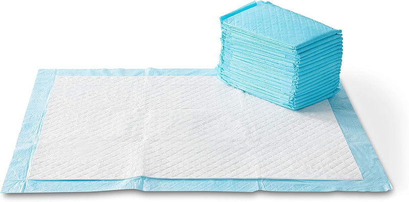 Dog and Puppy Pee Pads with Leak-Proof Quick-Dry Design for Potty Training, Standard Absorbency, Regular Size, 22 X 22 Inches, Pack of 100, Blue & White