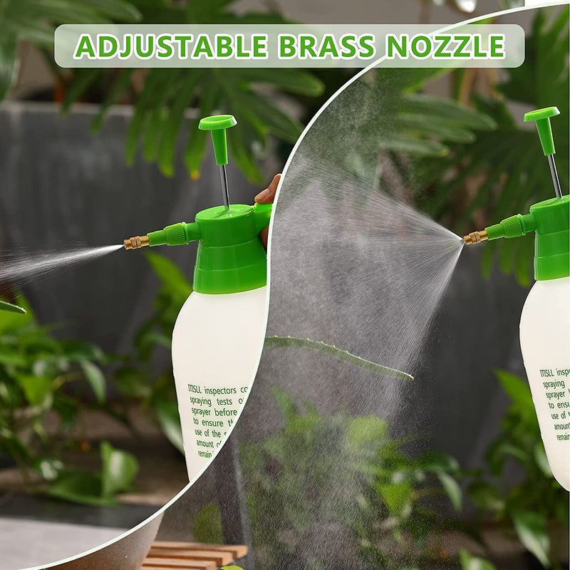 Manual Garden Sprayer Hand Lawn Pressure Pump Sprayer Safety Valve Adjustable Brass Nozzle 0.5 Gal 2L