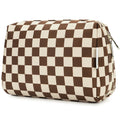 Large Checkered Makeup Bag Zipper Pouch Travel Cosmetic Bag Organizer for Women (Large, Light Checkerboard)