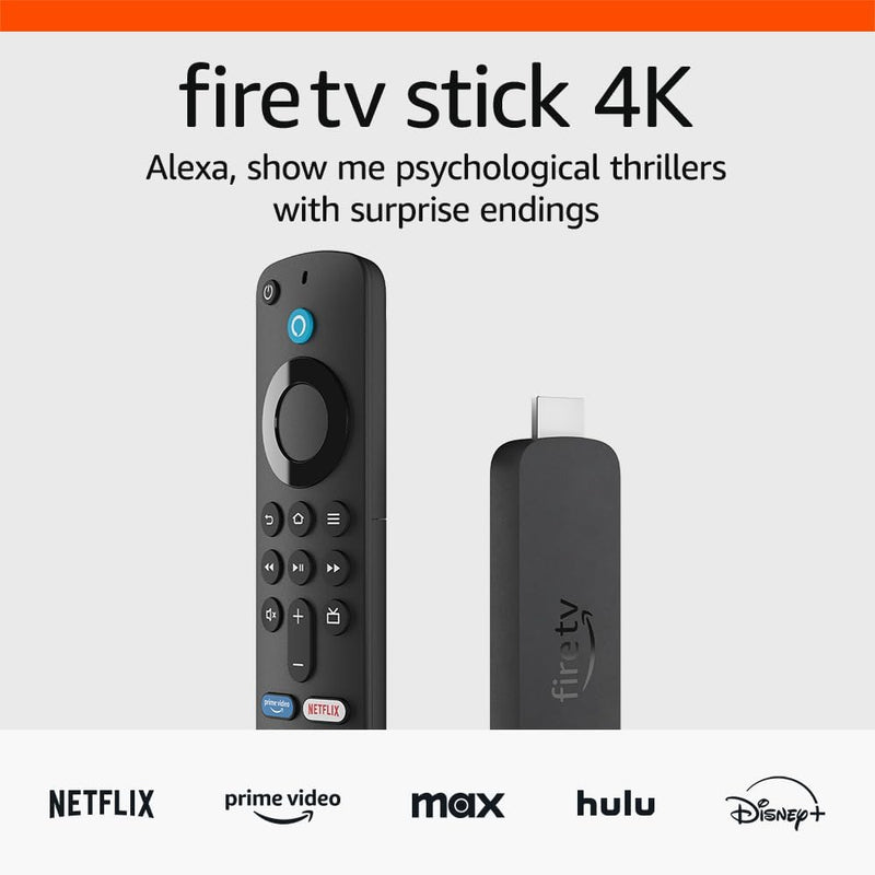 Fire TV Stick 4K (Newest Model) with Ai-Powered Fire TV Search, Wi-Fi 6, Stream over 1.5 Million Movies and Shows, Free & Live TV