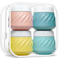 Travel Containers for Toiletries, Silicone Cream Jars TSA Approved Travel Size Containers with Clear Bag, Leak-Proof Travel Accessories with Lid for Cosmetic Face Body Hand Cream (4 Pack)