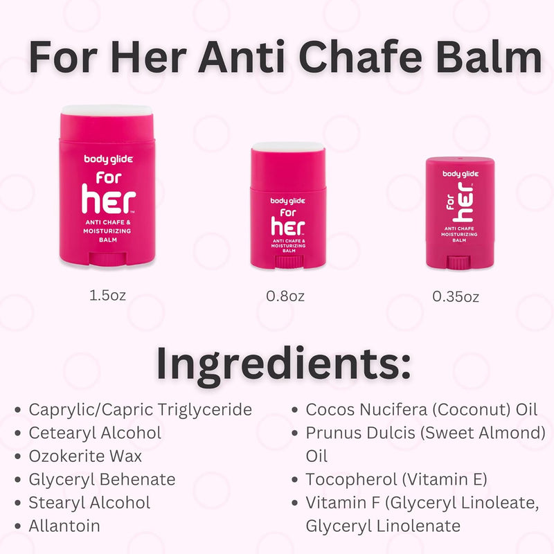 for Her anti Chafe Balm | Chafing Stick with Added Emollients | Great for Dry, Sensitive Skin And/Or Sensitive Areas | Use on Chest, Bra, Butt, Groin, Arm, and Thigh Chafing | 0.8Oz