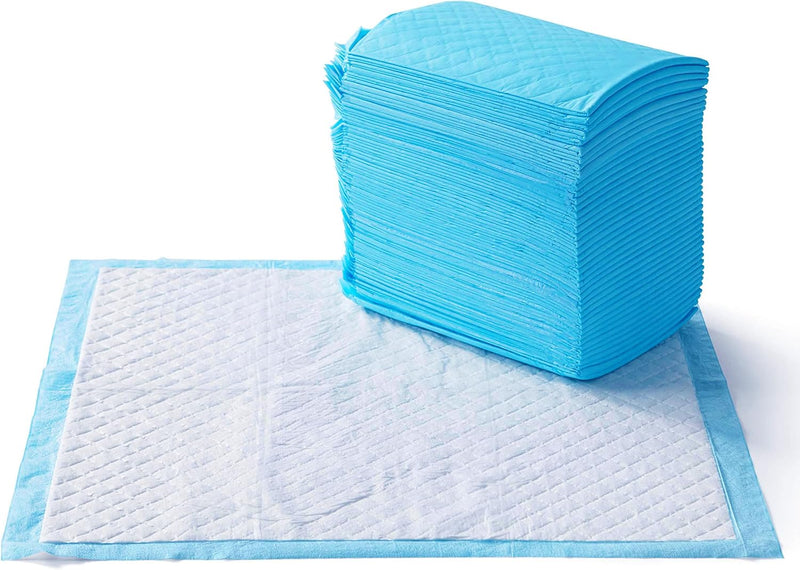 Dog and Puppy Pee Pads with Leak-Proof Quick-Dry Design for Potty Training, Standard Absorbency, Regular Size, 22 X 22 Inches, Pack of 100, Blue & White